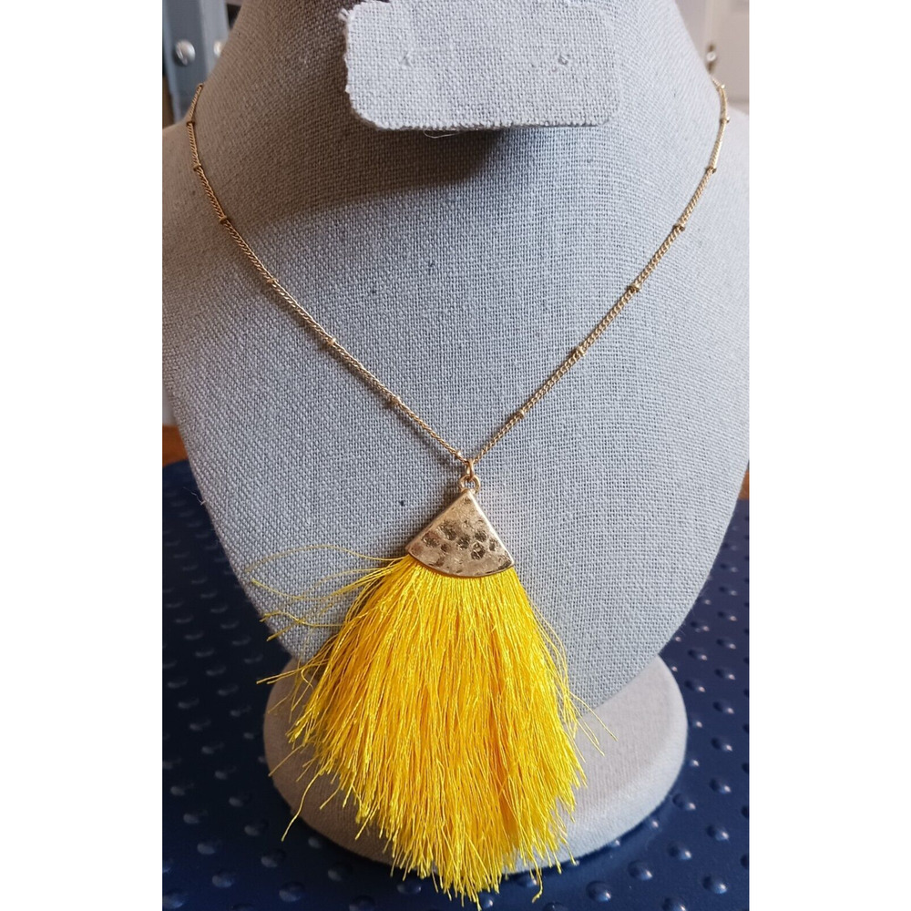 Boho Tassel Statement Necklace‎ Yellow Gold Tone Adjustable Fashion Jewelry - Picture 2 of 4